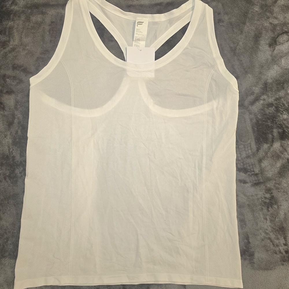 Fabletics Sheer White Tank Top